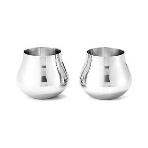 Georg Jensen Hand Polished Sky Shot Glass Pair, Silver